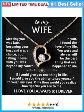 Forever Love Heart Pendant Necklace Cubic Zirconia Gift for Wife
